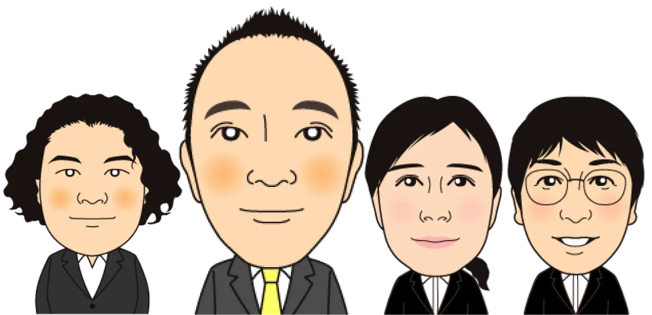 代表とスタッフの似顔絵